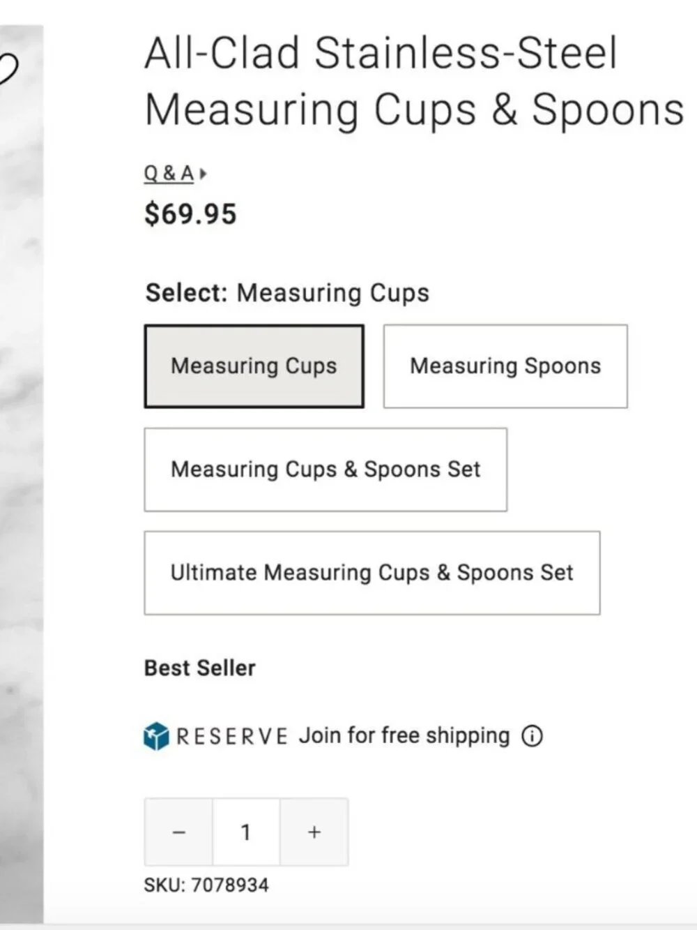 ALL CLAD Heavy Gauge Stainless Steel Measuring Cups w/ 4 Riveted Handles